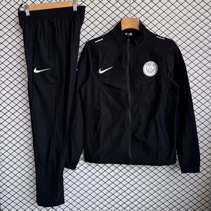 2025-2026 PSG Black Soccer Windbreaker Jacket Football Jacket and Pants