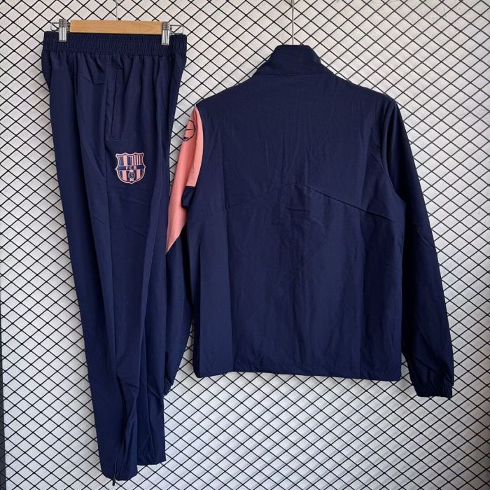 2025-2026 Barcelona Dark Blue/Pink Soccer Windbreaker Jacket Football Jacket and Pants