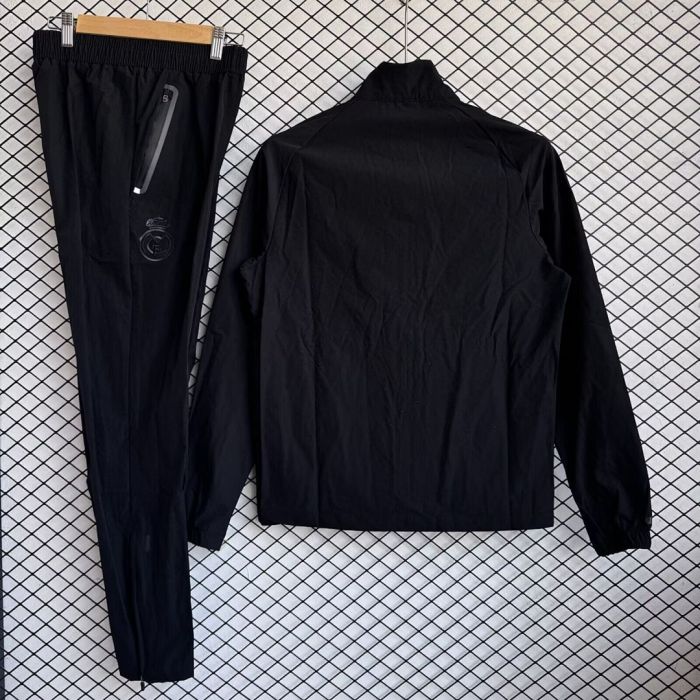 2025-2026 Real Madrid Black Soccer Windbreaker Jacket Football Jacket and Pants