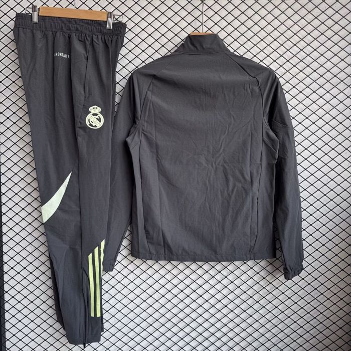 2025-2026 Real Madrid Dark Grey Soccer Windbreaker Jacket Football Jacket and Pants