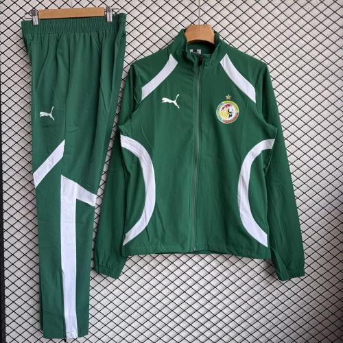 Adult 2025-2026 Senegal Green/White Soccer Windbreaker Jacket and Long Pants Football Tracksuit