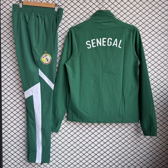 Adult 2025-2026 Senegal Green/White Soccer Windbreaker Jacket and Long Pants Football Tracksuit