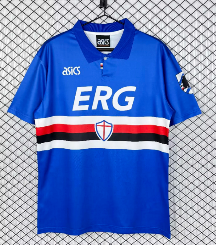 Retro Jersey 1993-1994 Sampdoria Home Soccer Jersey Vintage Football Shirt