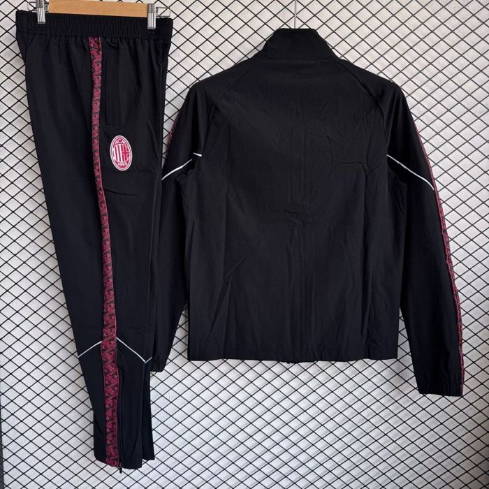 2025-2026 AC Milan Black/Pink Soccer Windbreaker Jacket Football Jacket and Pants