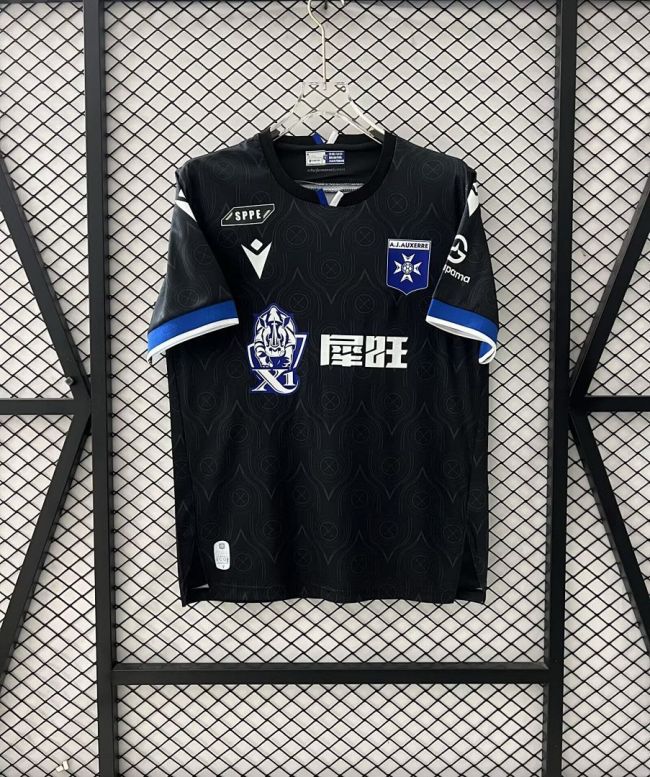 Fan Version 2025-2026 AJ Auxerre Away Black Soccer Jersey Football Shirt