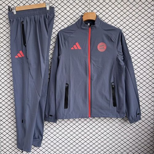 2025-2026 Bayern Munich Dark Grey Soccer Windbreaker Jacket Football Jacket and Pants