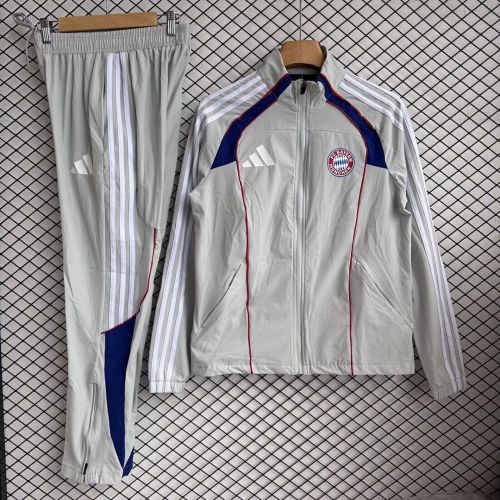 2025-2026 Bayern Munich Grey Soccer Windbreaker Jacket Football Jacket and Pants