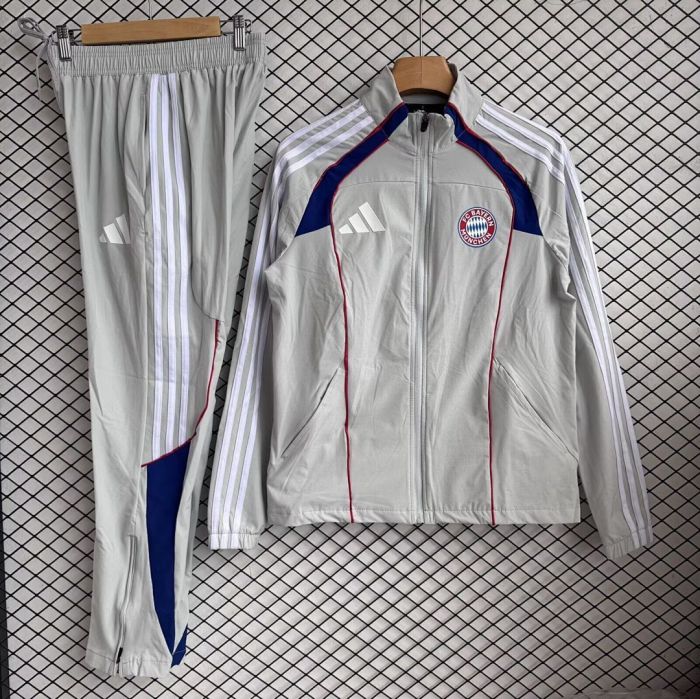 2025-2026 Bayern Munich Grey Soccer Windbreaker Jacket Football Jacket and Pants