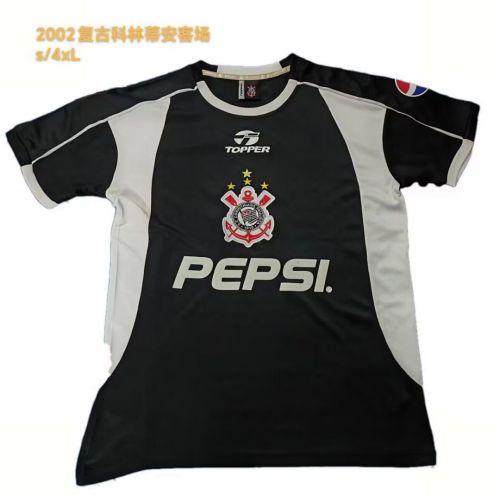 Retro Shirt 2002 Corinthians Away Black Soccer Jersey Vintage Football Shirt