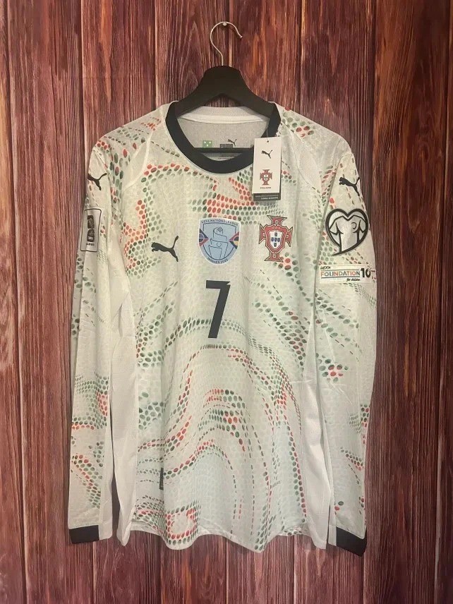with nations league champions patch+World Cup 2026 Qualifiers Patches Long Sleeve Fan Version 2025 Portugal Away Soccer Jersey Football Shirt