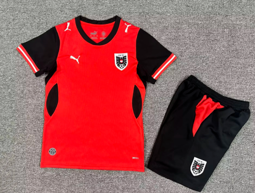 Youth Uniform Kids Kit 2026 Austria Home Soccer Jersey Shorts Child Football Set