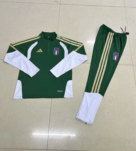 2025-2026 Italy Green Soccer Training Sweater and Pants Football Kit