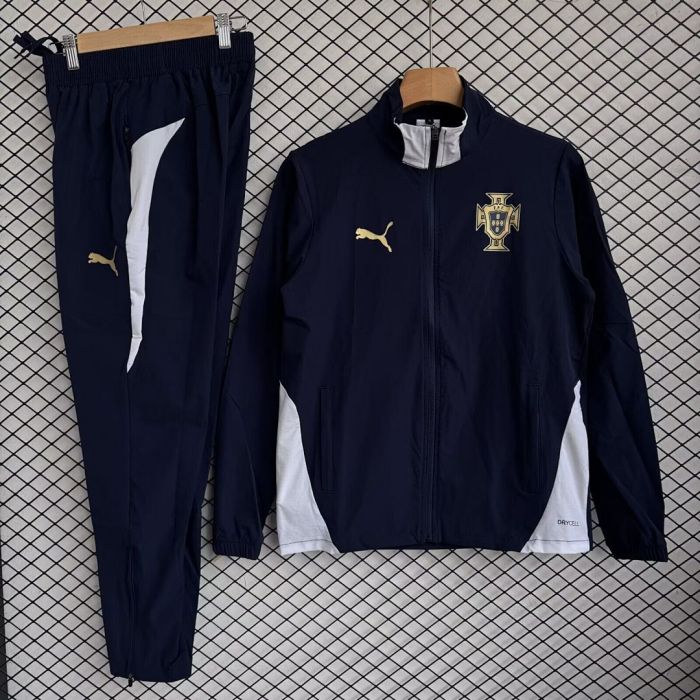 2025-2026 Portugal Black Soccer Windbreaker Jacket Football Jacket and Pants