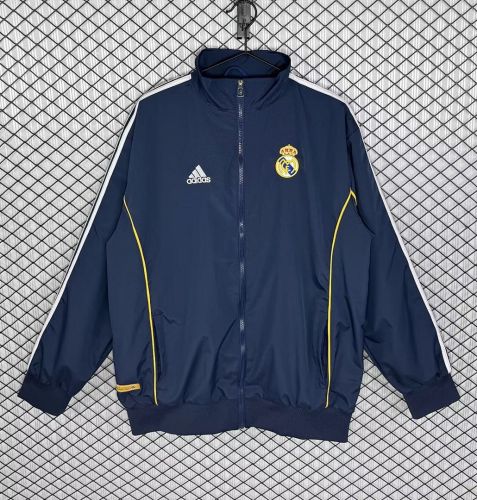 Retro Jacket 1999-2000 Real Madrid Dark Blue Soccer Windbreaker Jacket Football Jacket