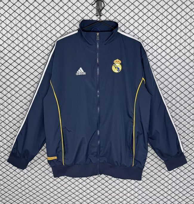 Retro Jacket 1999-2000 Real Madrid Dark Blue Soccer Windbreaker Jacket Football Jacket