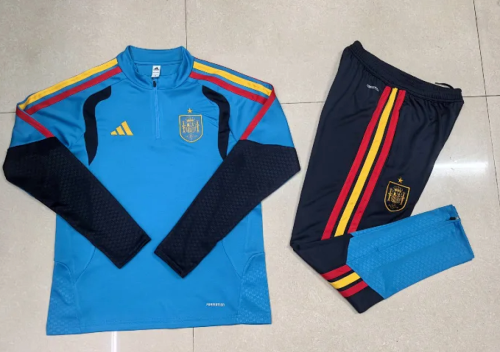 2025-2026 Spain Blue Soccer Training Sweater and Pants Football Kit