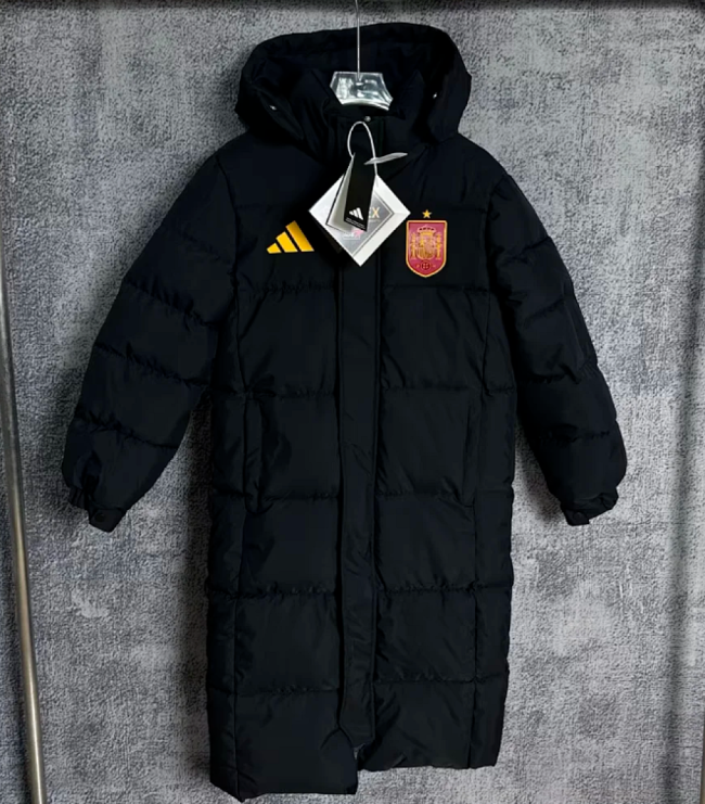 2026 Spain Black Long Cotton Coat