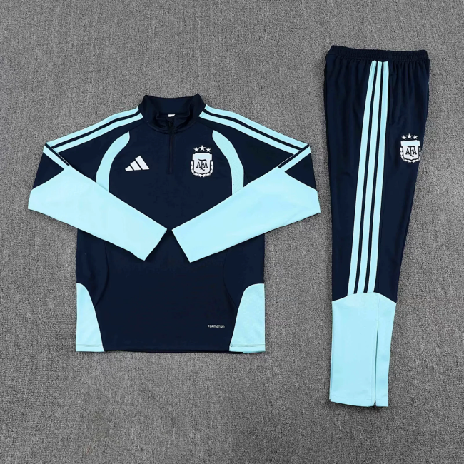 2025-2026 Argentina Dark Blue Soccer Training Sweater and Pants Football Kit