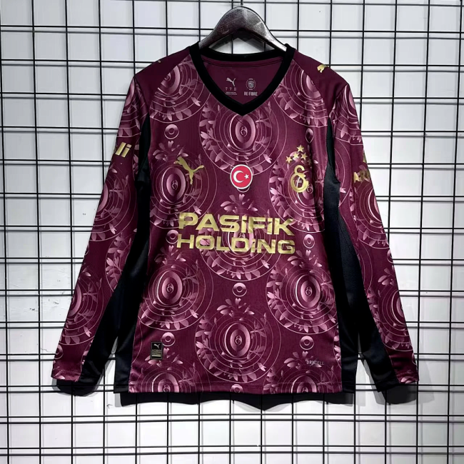 Long Sleeve Fan Version 2025-2026 Galatasaray Third Away Red Soccer Jersey Football Shirt