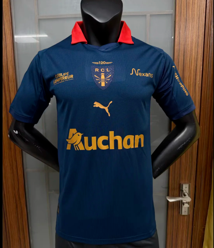 Maillot Lens Fan Version 2025-2026 RC Lens Fourth Away Dark Blue Soccer Jersey Football Shirt