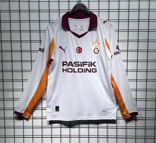 Long Sleeve Fan Version 2025-2026 Galatasaray Away White Soccer Jersey Football Shirt