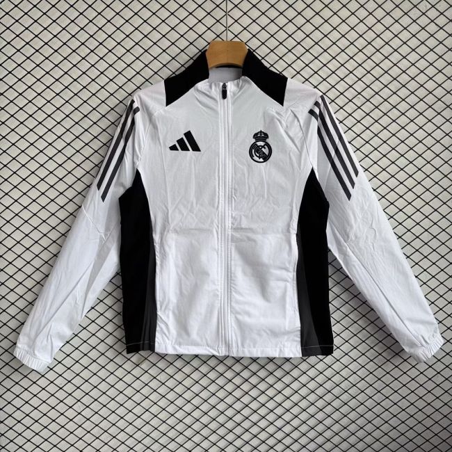 2025-2026 Real Madrid White Soccer Windbreaker Jacket Football Jacket