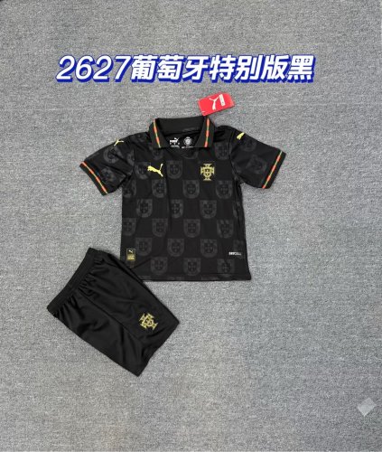 Youth Uniform Kids Kit Portugal 2026 Away Soccer Jersey Shorts Child Football Set