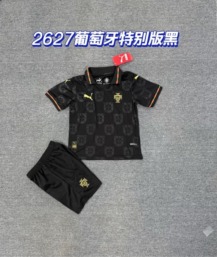 Youth Uniform Kids Kit Portugal 2026 Away Soccer Jersey Shorts Child Football Set