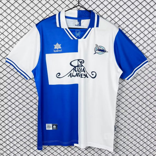 Retro Jersey 2000-2001 Deportivo Alaves European Home Soccer Jersey Vintage Football Shirt
