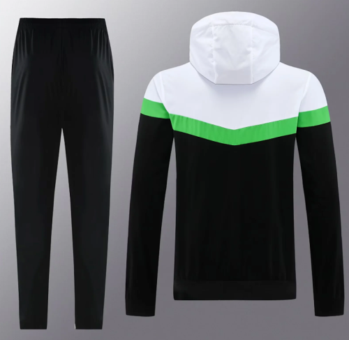 with Caps 2025-2026 Real Betis White/Green/Black Soccer Windbreaker Hoodie and Pants Football Hoody