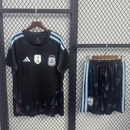 with FIFA World Champions 2022 Patch Adult Uniform 2026 Argentina Black Goalkeeper Soccer Jersey Shorts Men's Camisetas de Futbol Kit