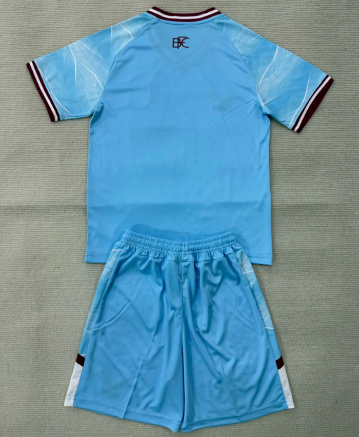 Youth Uniform Kids Kit 2025-2026 Burnley Away Blue Soccer Jersey Shorts Child Football Set
