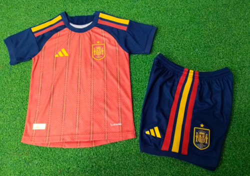 Player Version Youth Uniform Kids Kit 2026 Spain Home Soccer Jersey Shorts Child Football Set