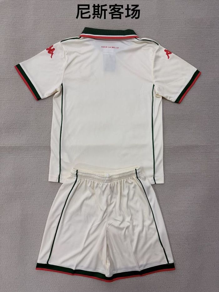 Youth Uniform Kids Kit 2025-2026 Nice Away White Soccer Jersey Shorts Child Football Set