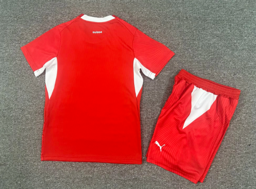 Youth Uniform Kids Kit 2026 Switzerland Home Soccer Jersey Shorts Child Football Set