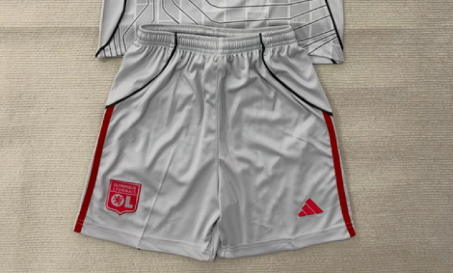 Fan Version 2025-2026 Lyon Third Away Grey Soccer Shorts Football Shorts