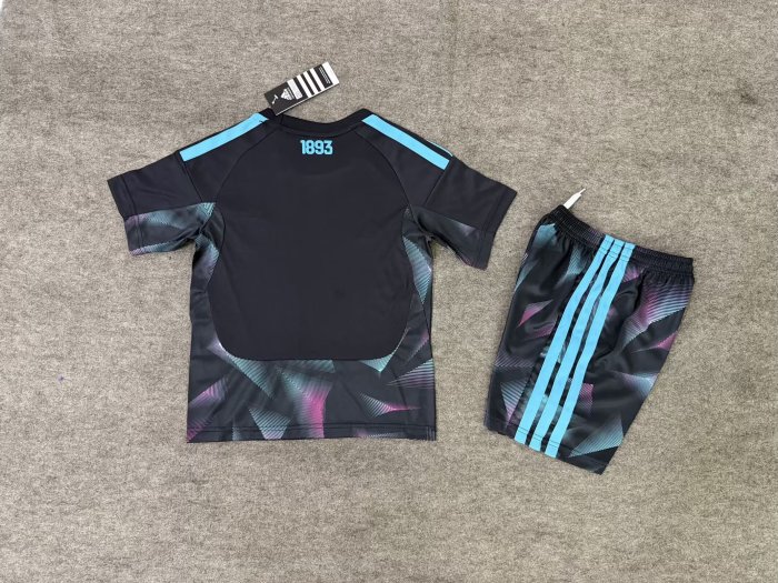 Youth Uniform Kids Kit Argentina 2025 Black Goalkeeper Soccer Jersey Shorts Child Football Set