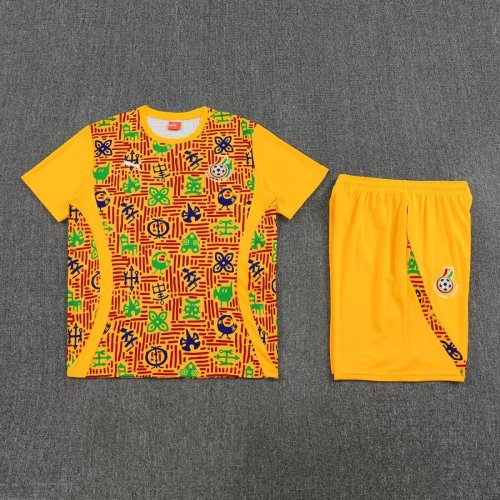 Adult Uniform 2025-2026 Ghana Yellow Soccer Training Jersey and Shorts Brasil Football Kits