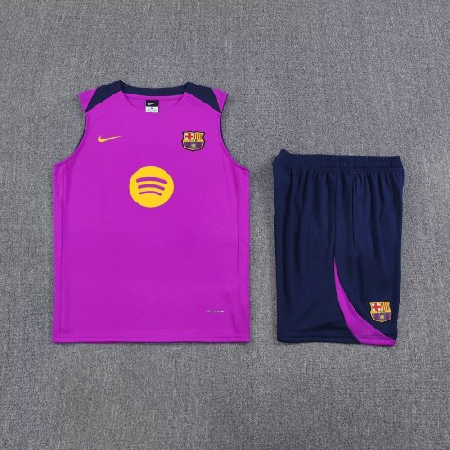 Adult Uniform 2025-2026 Barcelona Pink Soccer Training Vest and Shorts Football Set
