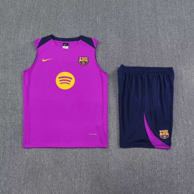 Adult Uniform 2025-2026 Barcelona Pink Soccer Training Vest and Shorts Football Set