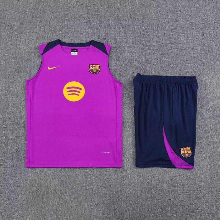 Adult Uniform 2025-2026 Barcelona Pink Soccer Training Vest and Shorts Football Set