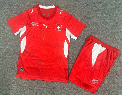 Youth Uniform Kids Kit 2026 Switzerland Home Soccer Jersey Shorts Child Football Set