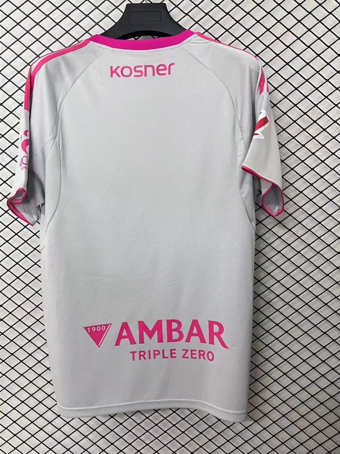 Fan Version 2025-2026 Real Zaragoza Pink/Grey Soccer Jersey Football Shirt