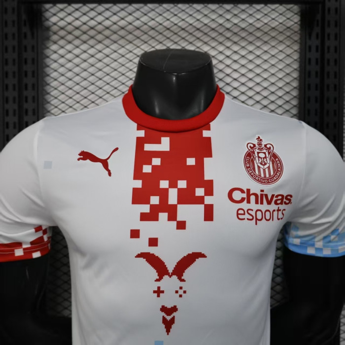 Player Version 2025-2026 Chivas White Sports Version Soccer Jersey Football Shirt
