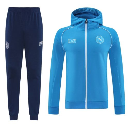 with Caps 2025-2026 Napoles Blue Soccer Training Hoodie and Pants Napoli Football Hoody