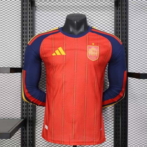 Long Sleeve Player Version 2026 Spain Home Soccer Jersey España Camisetas de Futbol
