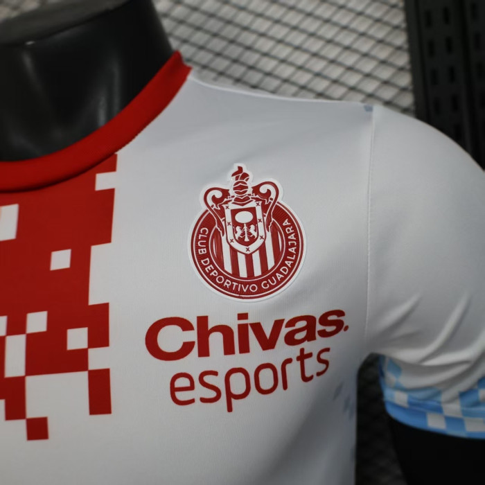 Player Version 2025-2026 Chivas White Sports Version Soccer Jersey Football Shirt