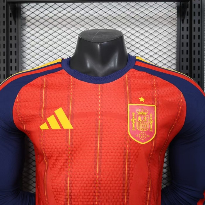 Long Sleeve Player Version 2026 Spain Home Soccer Jersey España Camisetas de Futbol