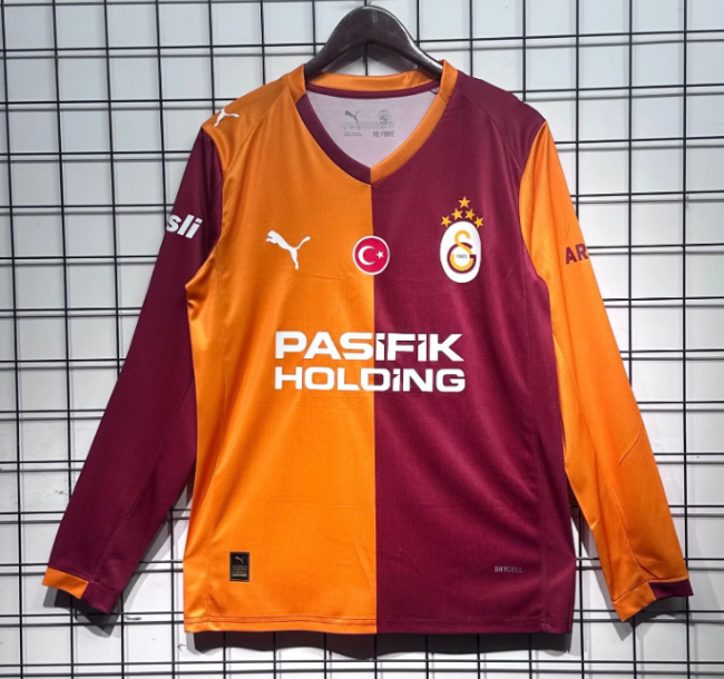 Long Sleeve Fan Version 2025-2026 Galatasaray Home Soccer Jersey Football Shirt