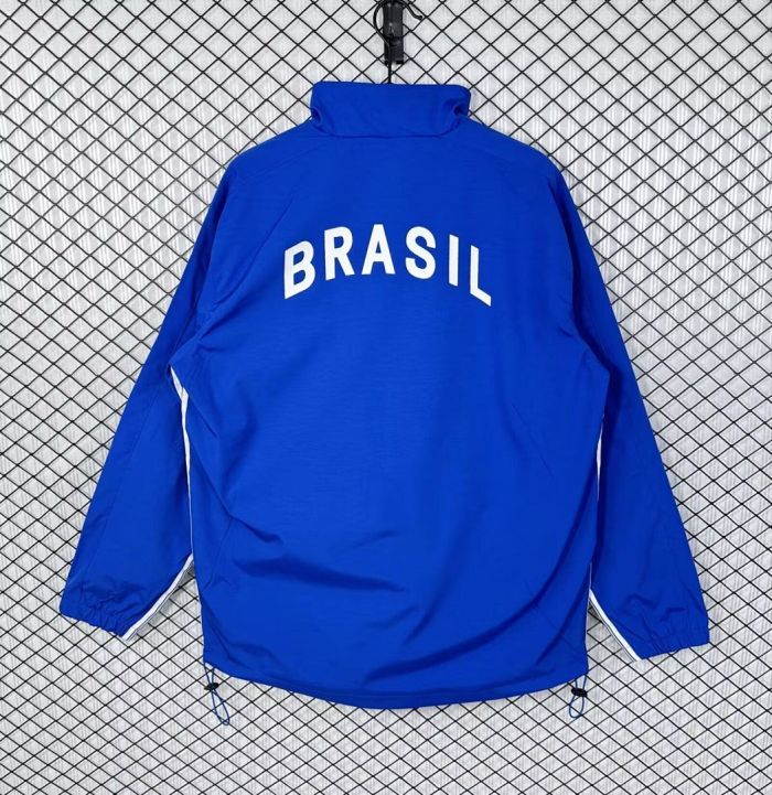 Retro Jacket 1998 Brazil Blue Soccer Windbreaker Jacket Brasil Football Jacket